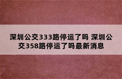 深圳公交333路停运了吗 深圳公交358路停运了吗最新消息